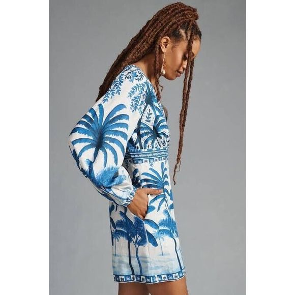 Anthropologie Farm Rio Long-Sleeve Printed Romper - Picture 2 of 7